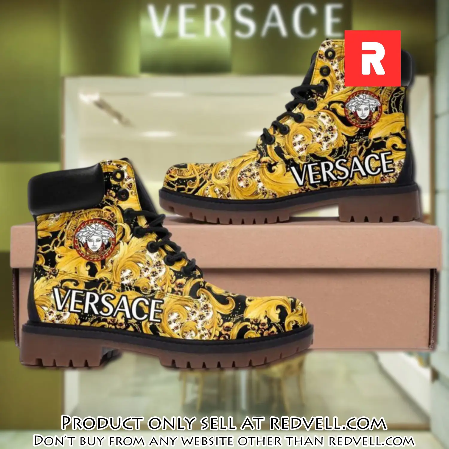 Versace medusa gold pattern luxury brand boots premium gifts for men women rv3951729